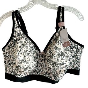 Cacique Black and White Floral Bra